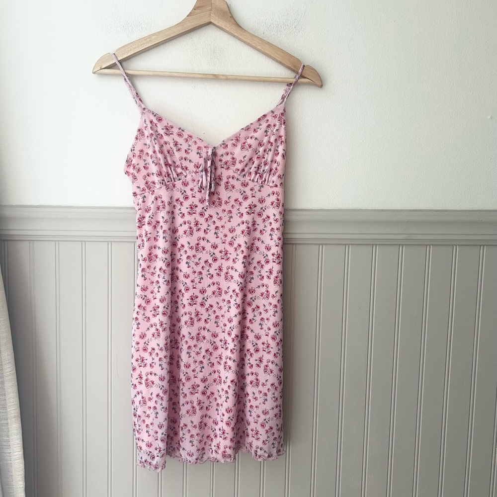 Full Tilt M Pink Floral Slip Dress Spaghetti Strap Y2K Mini Dress